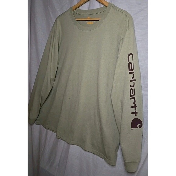 Carhartt Long Sleeve Shirt Mens XXL Original Fit Green Mid Weight K231 Graphic - Picture 2 of 9